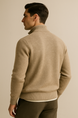 Lorenzi Cashmere Zip Knit Beige