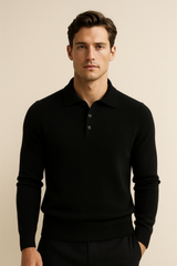 Alessandro Merino Polo Knit Black