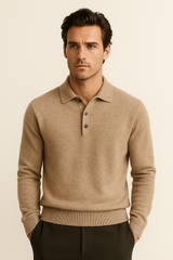 Alessandro Merino Polo Knit Taupe
