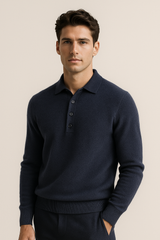 Alessandro Merino Polo Knit Navy