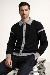 Emanuele Alpaca Knit Cardigan Charcoal