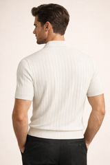 Elio Ribbed Zip Polo White