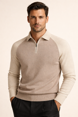Raffaello Two-Tone Zip Polo Ivory