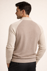 Raffaello Two-Tone Zip Polo Ivory
