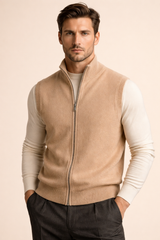 Alberto Merino Zip Vest Camel