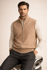 Alberto Merino Zip Vest Camel
