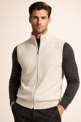 Alberto Merino Zip Vest Ivory
