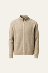 Lorenzi Cashmere Zip Knit Beige