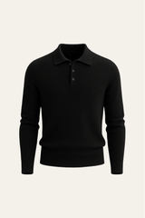 Alessandro Merino Polo Knit Black