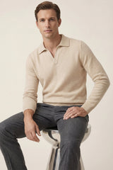 Marencio Cashmere Polo Knit Oatmeal