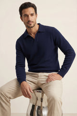 Marencio Cashmere Polo Knit Navy