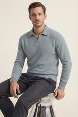 Marencio Cashmere Polo Knit Light Blue