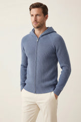 Amalfi Merino Hooded Sweater Light Blue