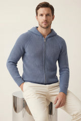 Amalfi Merino Hooded Sweater Light Blue
