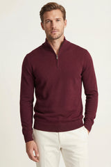 Arlino Quarter Zip Knit Wine Red
