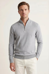Arlino Quarter Zip Knit Light Grey