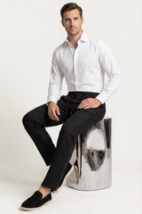 Monteria Stretch Linen Trouser Black