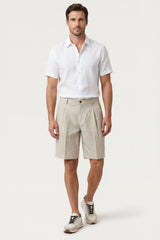 Orvieto Linen Pleated Shorts Light Beige