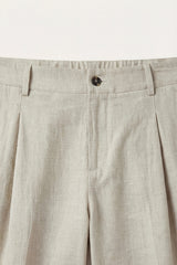 Orvieto Linen Pleated Shorts Light Beige