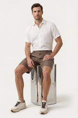 Orvieto Linen Pleated Shorts Brown