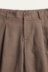 Orvieto Linen Pleated Shorts Brown