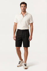 Orvieto Linen Pleated Shorts Black