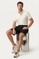 Orvieto Linen Pleated Shorts Black