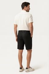 Orvieto Linen Pleated Shorts Black