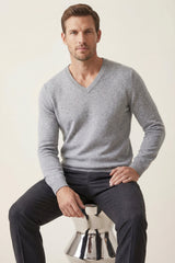 Merano V-Neck Knit Sweater Light Grey