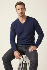 Merano V-Neck Knit Sweater Navy
