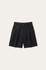 Orvieto Linen Pleated Shorts Black