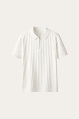 Elio Ribbed Zip Polo White