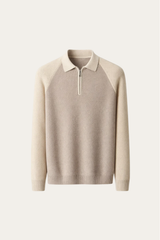 Raffaello Two-Tone Zip Polo Ivory