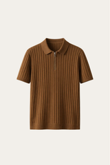 Elio Ribbed Zip Polo Caramel