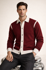 Emanuele Alpaca Knit Cardigan Burgundy