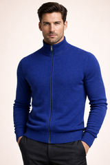 Costantino Extra-Fine Merino Zip Cardigan Blue