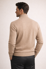 Costantino Extra-Fine Merino Zip Cardigan Camel