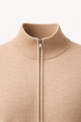 Costantino Extra-Fine Merino Zip Cardigan Camel