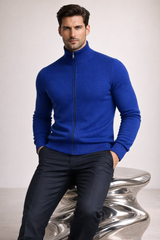 Costantino Extra-Fine Merino Zip Cardigan Blue