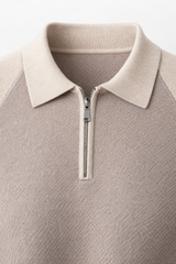Raffaello Two-Tone Zip Polo Ivory