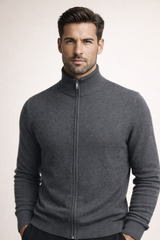 Costantino Extra-Fine Merino Zip Cardigan Dark Grey
