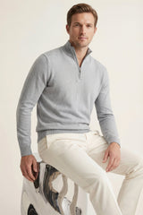 Arlino Quarter Zip Knit Light Grey