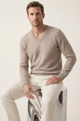 Merano V-Neck Knit Sweater Beige