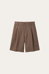 Orvieto Linen Pleated Shorts Brown